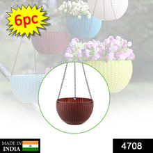 Flower pot with chain for hanging.