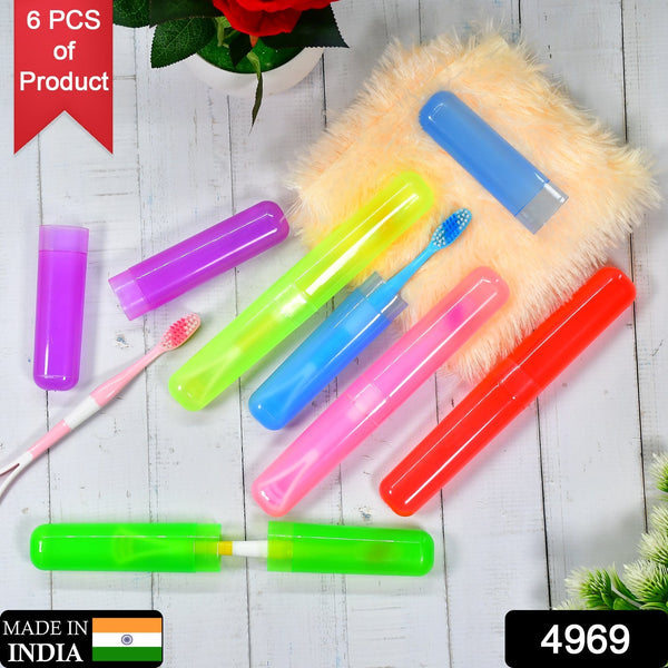 Travel-friendly toothbrush covers, 6-piece plastic set