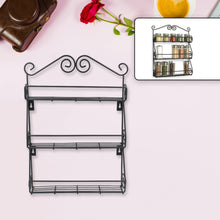 Big Wall Mounted Iron Wall Shelf with 3 Storage Racks for Kitchen, Pantry, Cabinet, Counter top or Free Standing, Rack Holder for Kitchen