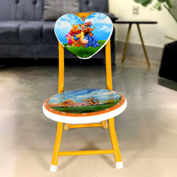 Heart Shape Kids Chair Cartoon Printed Foldable Kids / Children Folding Chair for Playrooms, Schools, Daycares, and Home. Metal and Fibre Body Picnic Beach Camping Chair (1 Pc)