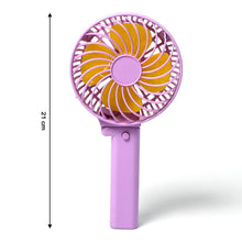 Small battery-operated fan in pink